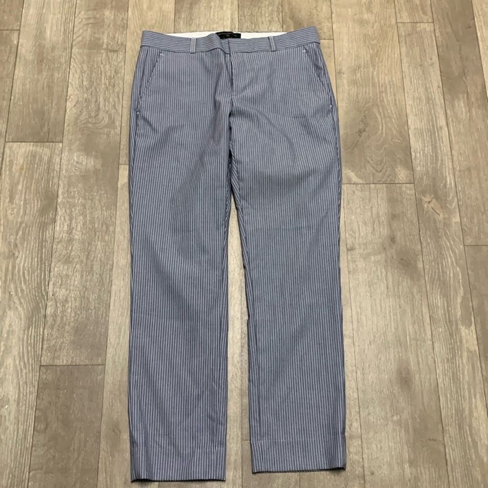 Banana Republic Blue Pinstripe Straight-Leg Pants